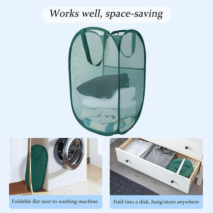 Upgraded 100L Extra Large Collapsible Laundry Baskets, 2 Pack XL Mesh Pop Up - Image 5