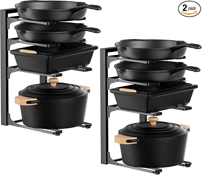 MUDEELA 2 Pack Pots and Pans Organizer under Cabinet, 4-Tier Heavy Duty Pan by MUDEELA