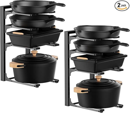 MUDEELA 2 Pack Pots and Pans Organizer under Cabinet, 4-Tier Heavy Duty Pan by MUDEELA