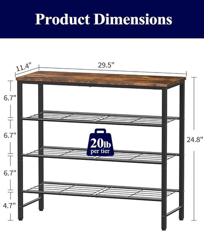 Kitsure Shoe Rack for Closet, Rustic Brown Shoe Organizer - Image 3
