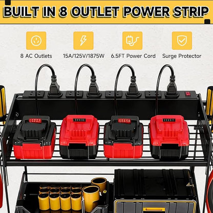 Power Tool Organizer Wall Mount, 2 Layers Heavy Duty 4 Cordless Drill Holder - Image 2