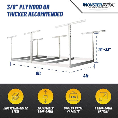 MonsterRax 4x8 Overhead Garage Storage Rack Frame Kit - Image 4