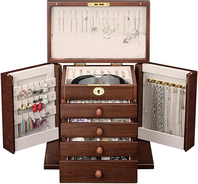 Lockable Wooden Jewelry Box for Women - Image 7