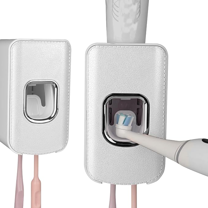 2 Slot Toothbrush Holder and Toothpaste Dispenser Wall Mounted, Automatic - Image 7