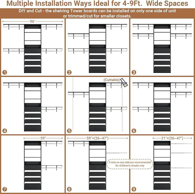 Aheaplus Closet System, 8FT Closet Organizer - Image 4