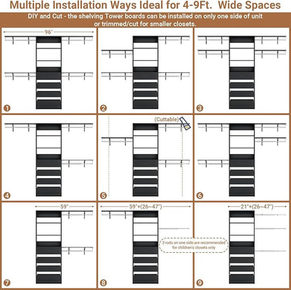 Aheaplus Closet System, 8FT Closet Organizer - Image 4