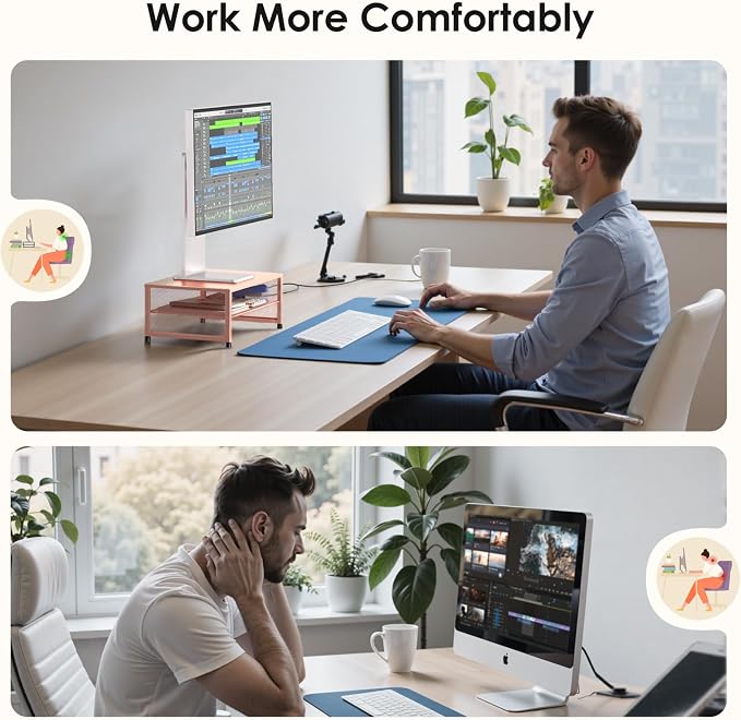 Desk Organizers and Accessories, 2-Tier Metal Computer Monitor Stand Riser - Image 5