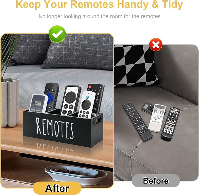Remote Control Holder, Wooden TV Remote Holder - Image 4