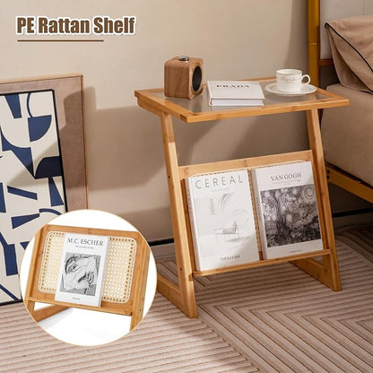 GOFLAME Rattan Side Table, Z-Shaped End Table - Image 7