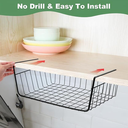 6 Pcs Undershelf Storage Basket Under Shelf Wire Basket Household Metal Under - Image 7