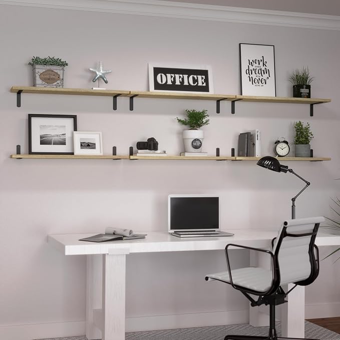 WOPITUES Wood Floating Shelves Set of 6, 24 inch Long Floating Shelves - Image 7