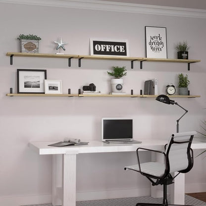 WOPITUES Wood Floating Shelves Set of 6, 24 inch Long Floating Shelves - Image 7