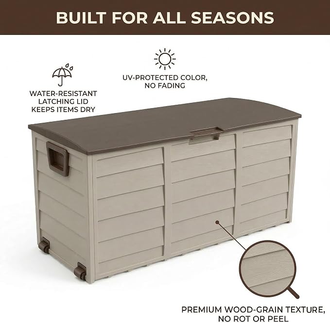 75 Gallon Outdoor Storage Box, 260L Waterproof Resin Deck Box - Image 3