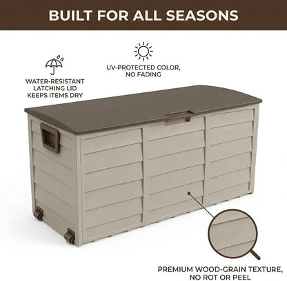75 Gallon Outdoor Storage Box, 260L Waterproof Resin Deck Box - Image 3
