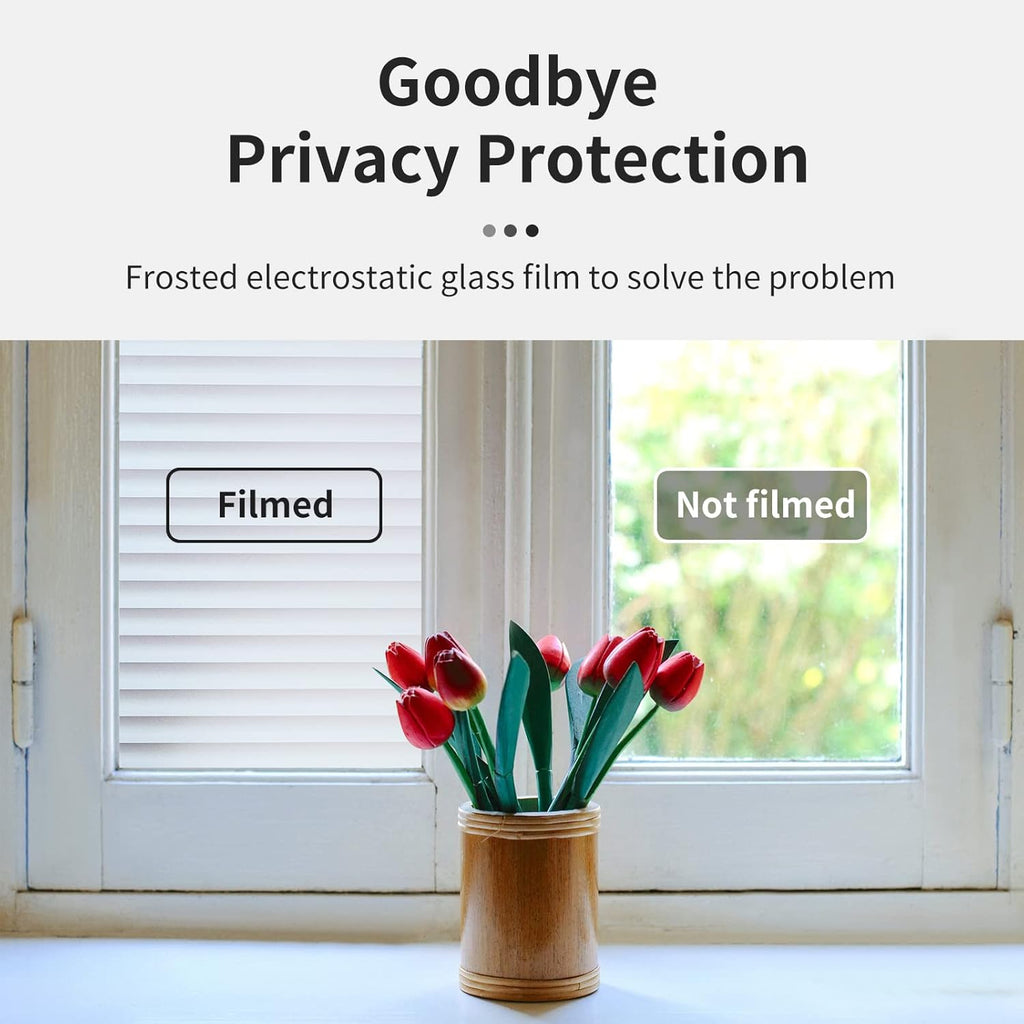 Window Privacy Film with Installation Tools, Blinds Pattern, Static Cling, Anti UV, Heat Control, Ideal for Home Shower Office Glass Door (Blinds Pattern, 35.4X157.4Inch)
