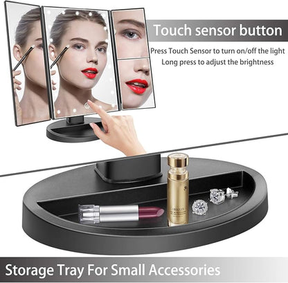 deweisn Tabletop Mount Trifold Lighted Vanity Mirror - Image 6