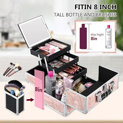 Travel Makeup Case with LED Lighted Mirror - Image 2