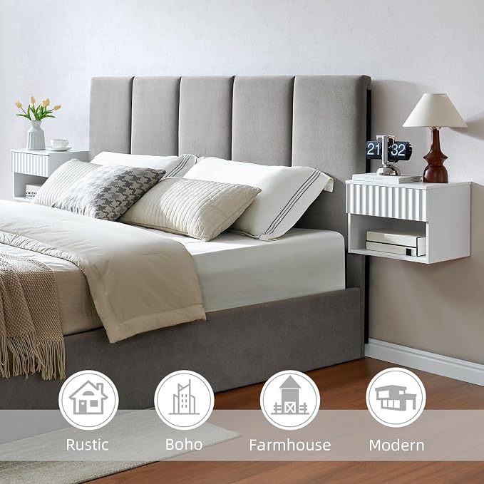 Floating Nightstand with Fluted Drawer - Image 4