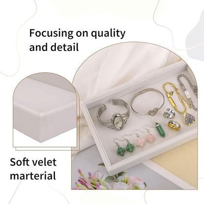 Mornajina 9" x 5.7" Velvet Jewelry Tray Jewelry Display Tray, Stackable Empty - Image 6