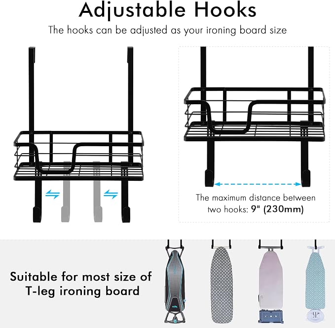 KES Over The Door Ironing Board Holder Door Mount T Shape Ironing Board Hanger - Image 2