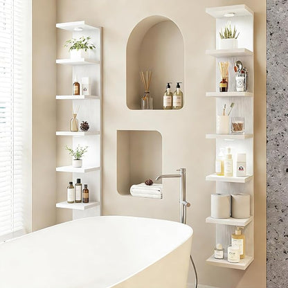 Fixwal 7 Tier Wall Mounted Shelf Set of 2 White Lack Wall Shelf - Image 2