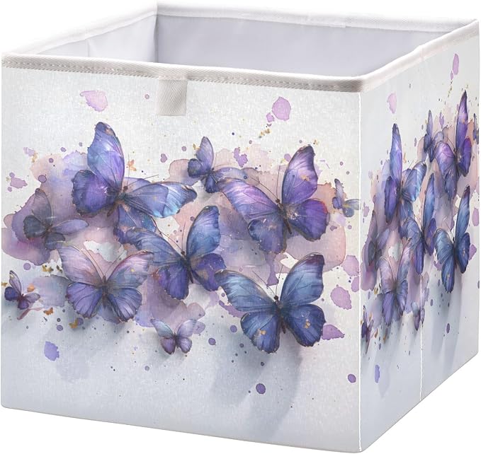 Butterflies Purple Watercolor Closet Organizers Storage Cubes Storage Bins by Unknown
