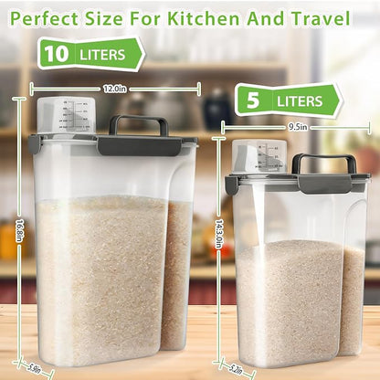 Viretec Rice Storage Container, 15 to 20lb Dry Food Airtight Dispenser - Image 3