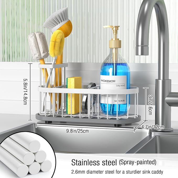 Kitchen Sink Organizer with Sponge Holder & Brush Holder - Image 7