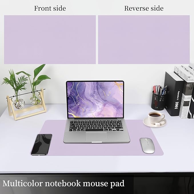 Bloss Purple Desk Mat, Double-Sided Leather Desk Pad, Desk Matt - Image 3