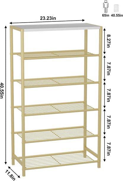 HOMEFORT Shoe Rack 6-Tier, Shoe Storage Shelf, Industrial Shoe Tower, Narrow - Image 3