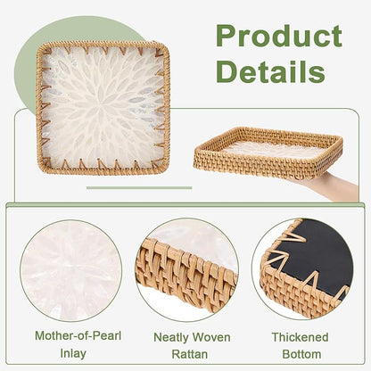 Handwoven Rattan Key Bowl Natural Wicker Serving Tray - Image 6