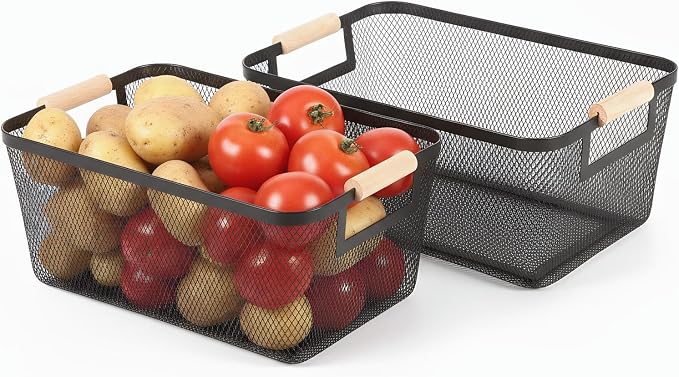 2-Pack Metal Mesh Basket, Medium Wire Storage Organizer - Image 3
