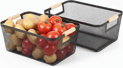 2-Pack Metal Mesh Basket, Medium Wire Storage Organizer - Image 3