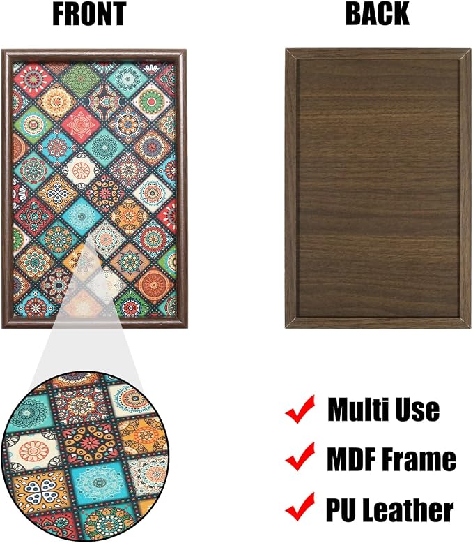 Wooden Valet Tray with Leather Base, EDC Catch All Tray Nightstand Entryway - Image 3