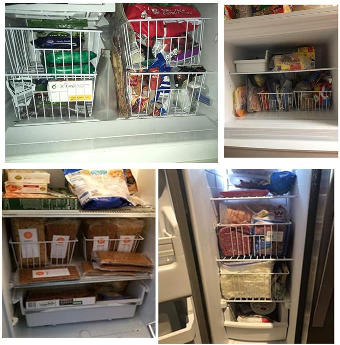 16Lx12W inch Wider Freezer Storage Organizer Baskets Container, Deep Metal Wire - Image 7