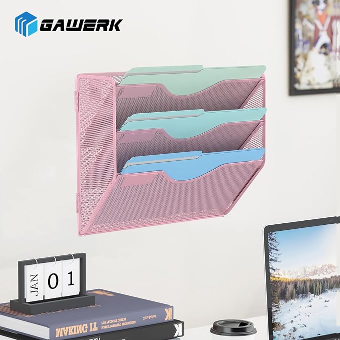3 Tier Hanging Wall File Organizer, Mesh Mail Paper Orgnization Hanging File - Image 7