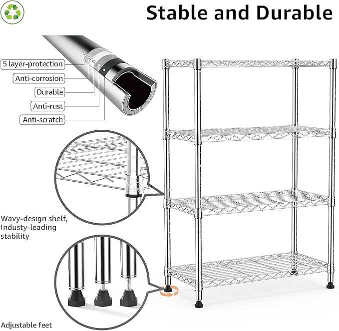 Xcity Storage Shelves, 4 Tier Heavy Duty Metal Shelving Unit, 1600 LBS - Image 3