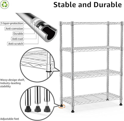 Xcity Storage Shelves, 4 Tier Heavy Duty Metal Shelving Unit, 1600 LBS - Image 3