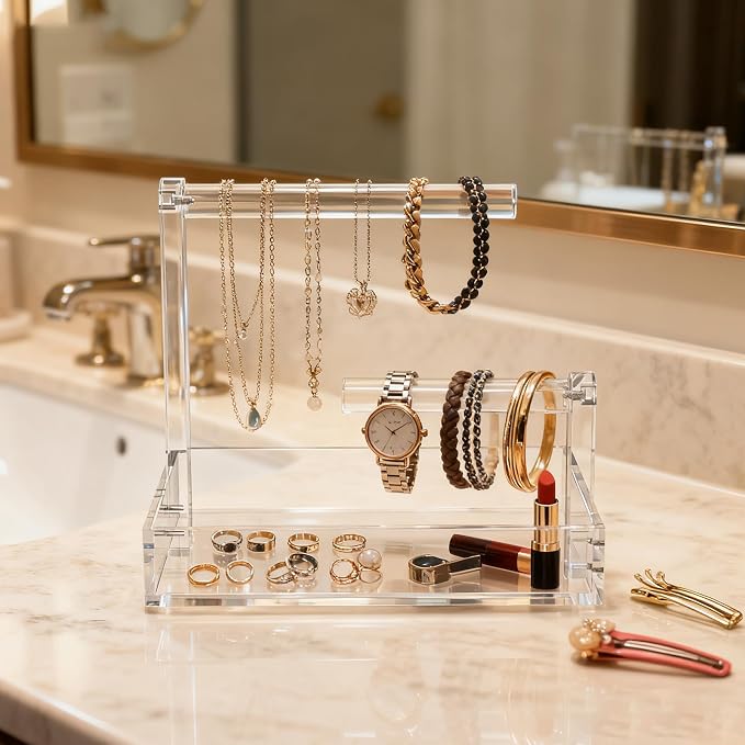 LUGUNU 2-Tier Bracelet Holder & Necklace Display Stand - Image 6