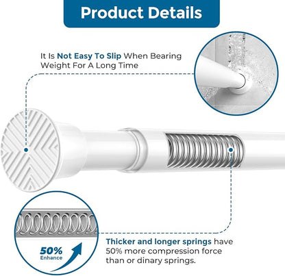 AIZESI Tension Rod 18-36 inch，4Pcs White Adjustable Tension Curtain Rod No - Image 3