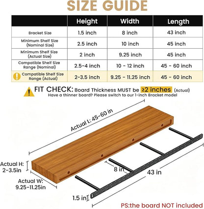 1 Pack Large Shelf Brackets Long Floating Shelf Bracket Invisible Floating - Image 2
