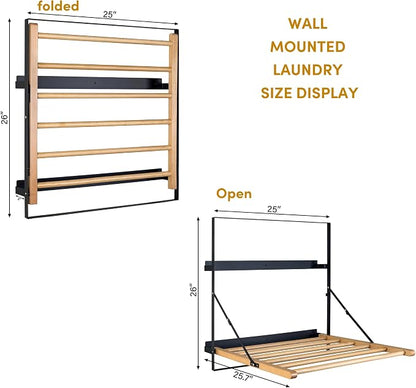TOMACE Wall Mounted Clothes Drying Rack Laundry Drying Rack Collapsible - Image 5