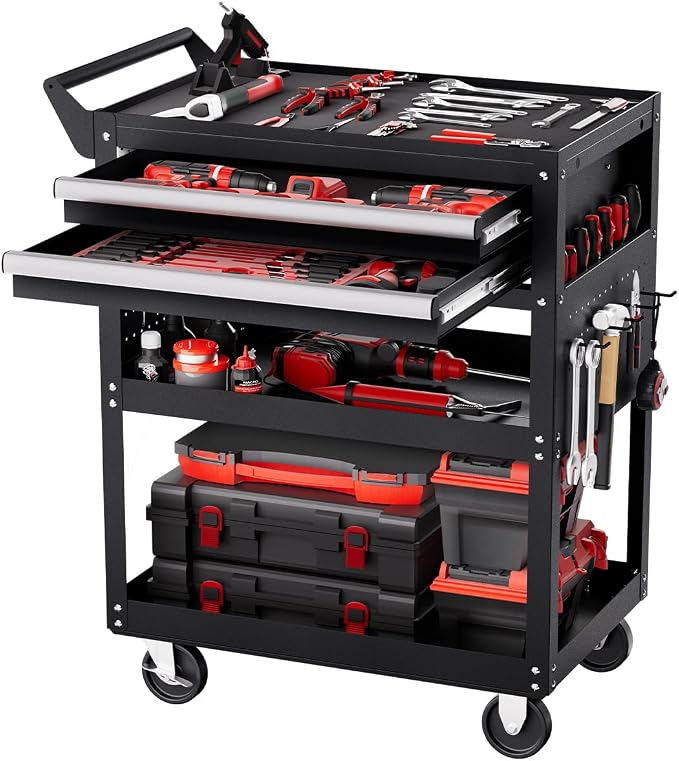 VEVOR 5-Tier Tool Cart with Wheels, 400 lbs Load Capacity, Rolling Work Cart by VEVOR