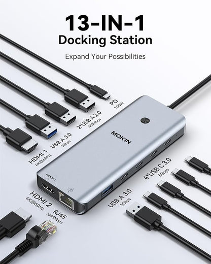 Laptop Docking Station Dual Monitor, USB C Hub - Image 2