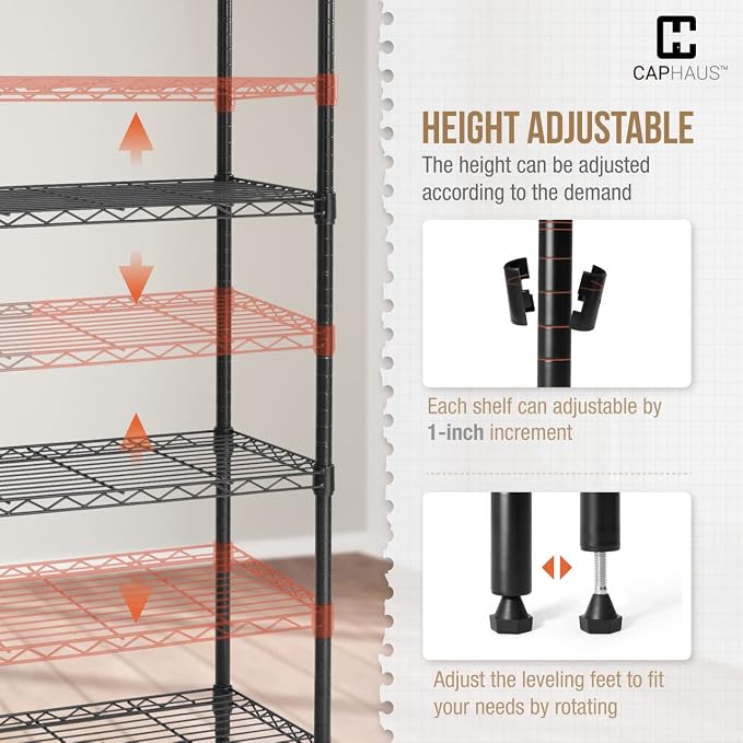CAPHAUS NSF Wire Shelving Unit w/Baskets & Liner, Storage Rack Corner Shelves - Image 6