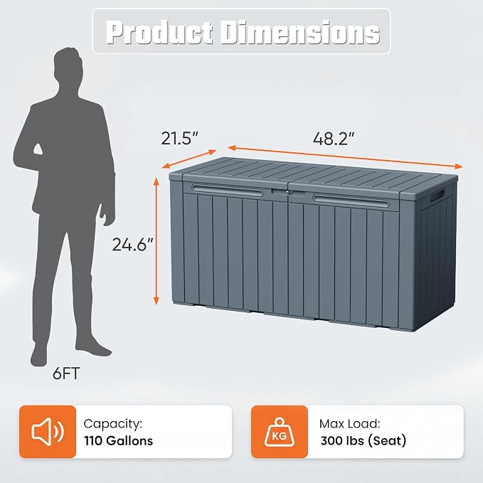 Greesum 110 Gallon Outdoor Storage Box - Image 7