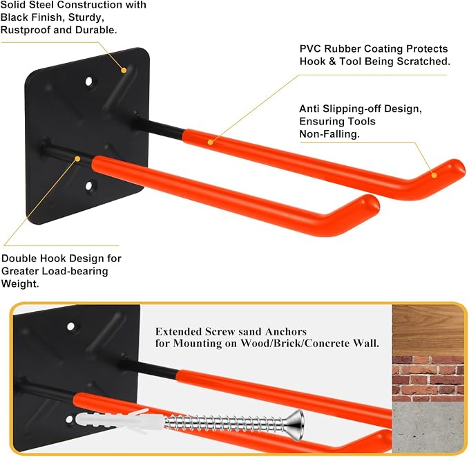 Steel Garage Storage Hooks Wall Tool Organizer, 10 Inch Garage Hook Heavy Duty - Image 3