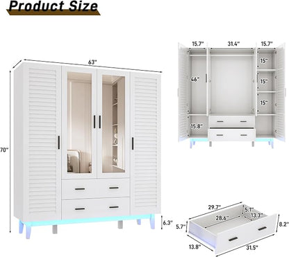 jiteentarou 4 Door Armoire Wardrobe Closet Cabinet - Image 2