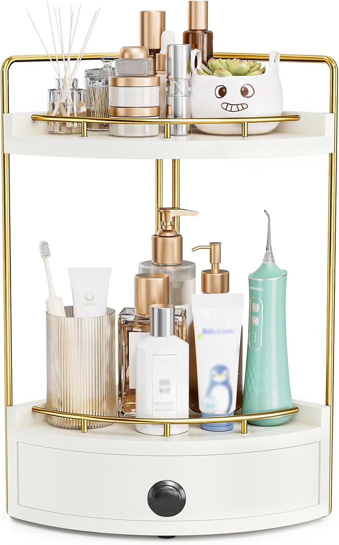 2-Tier Corner Bathroom Counter Organizer by Unknown