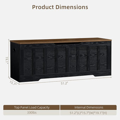 VANKILEY 51.2" Storage Chest Extra Large, Wooden Storage Bench, - Image 3